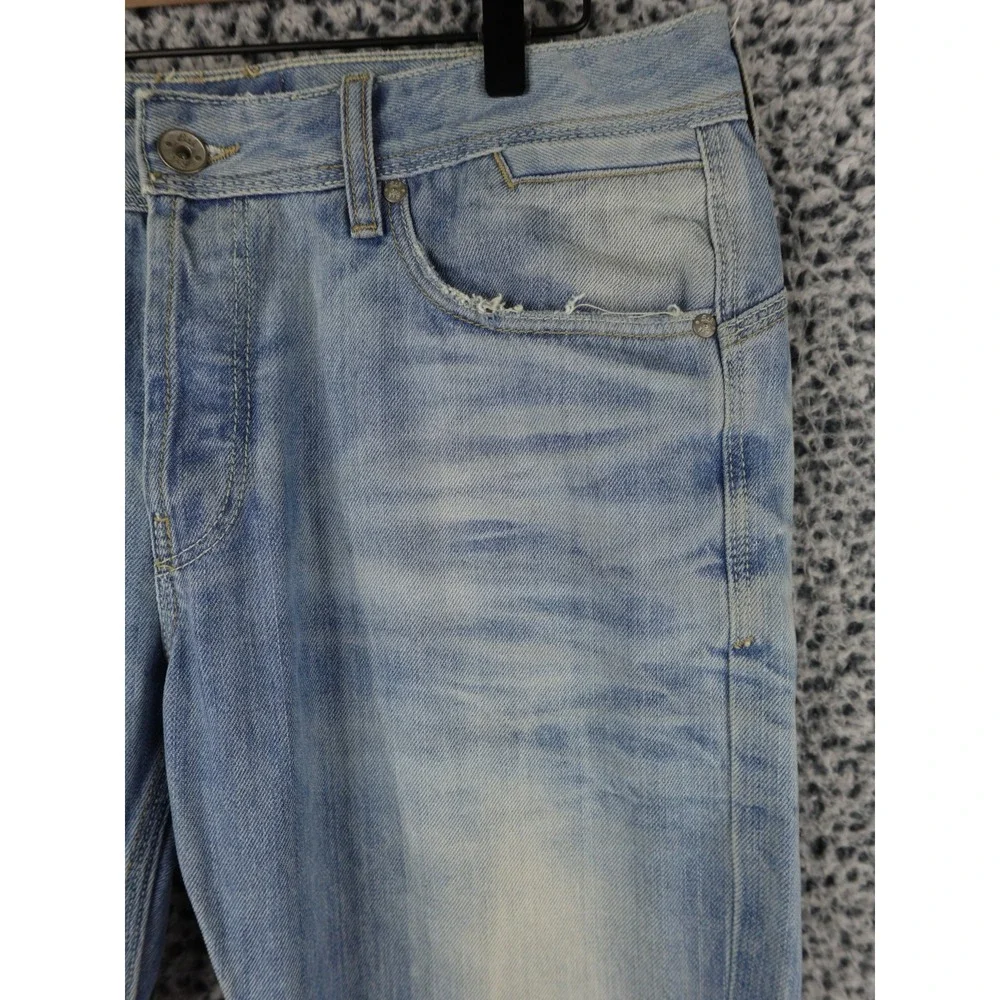 Bershka BSK Distressed‎ Light Wash Denim Jeans Men's 34x30 Slim Straight Fit